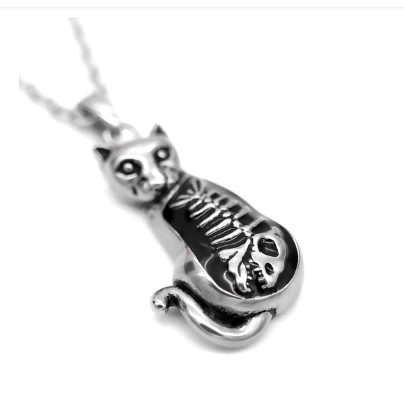Controse Kitty Fish Bone Full Belly SST Cat Necklace