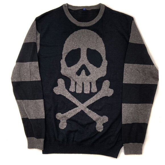 Kreepsville 666 Harlock Striped Skull Cotton Sweater