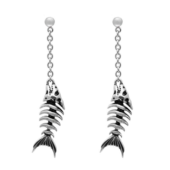 Controse Fish Bone Dangling SST Earrings