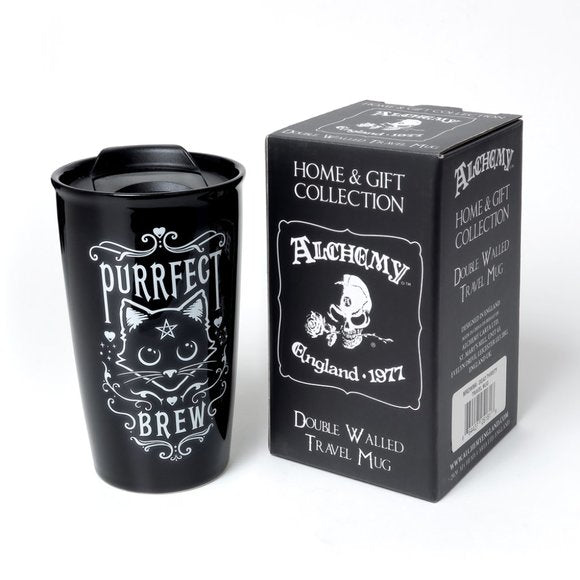 Alchemy Gothic Purrfect Brew Double Wall  Travel Mug MRDWM3