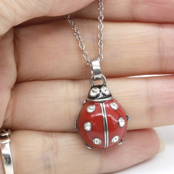 Controse Ladybug Stainless Steel Crystals Pendant