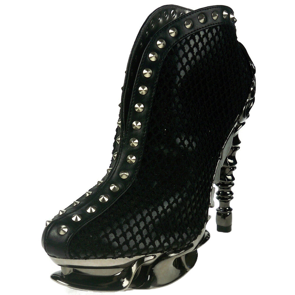 Hades VESPER Black Snake Studded Bootie 5" Chrome Spinal Heel 6-11