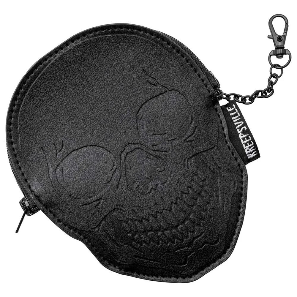 Kreepsville 666 Skull Zip Pouch ID Cards Coin Wallet Chain