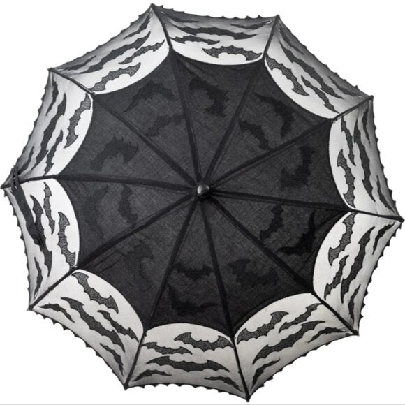 Kreepsville 666 Black Bat Mesh Lace Shade Parasol