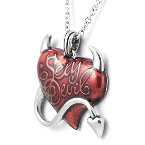 Controse Sexy Devil Red Heart Horns Pendant Necklace SST