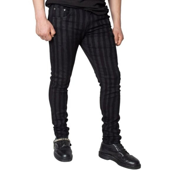 Kreepsville 666 Gray & Black Stripe Stretch Jeans