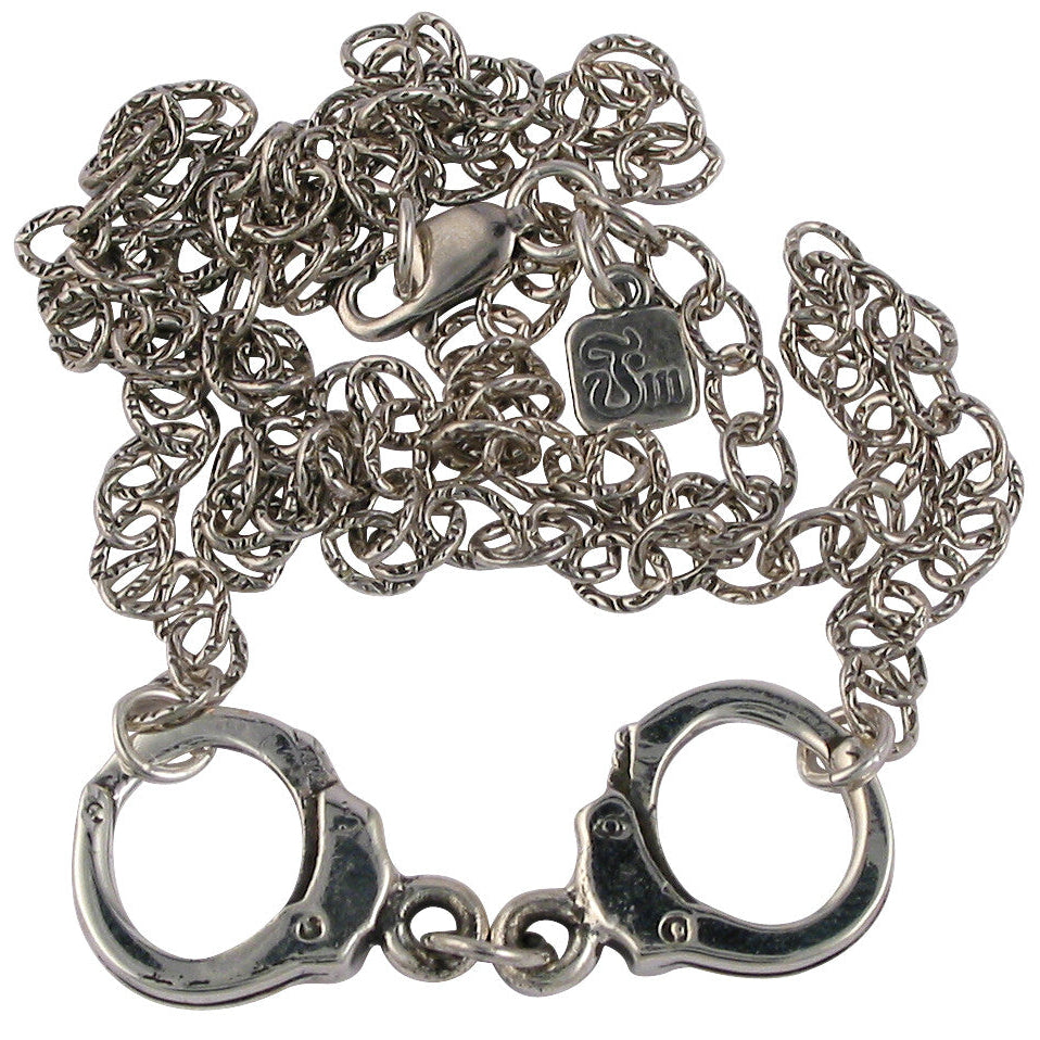 Femme Metale Cuff Me Handcuffs Sterling Silver Necklace