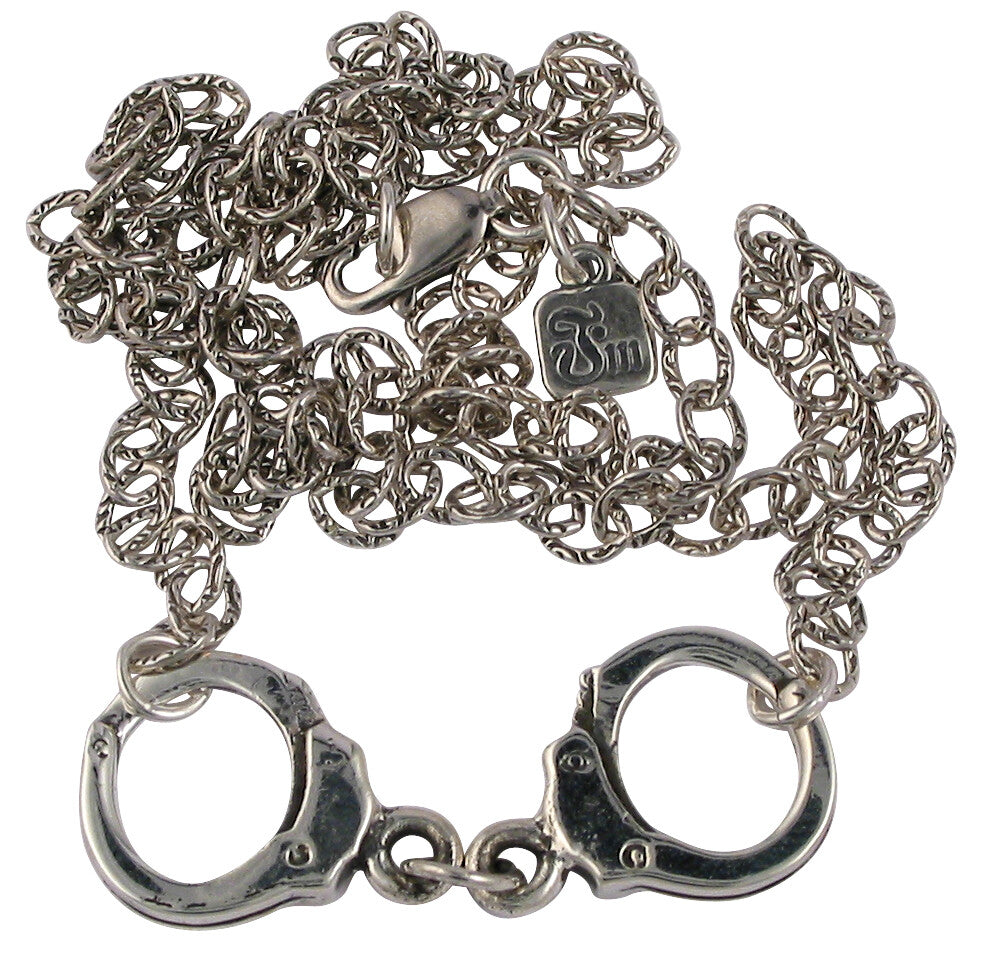 Femme Metale Cuff Me Handcuffs Sterling Silver Necklace