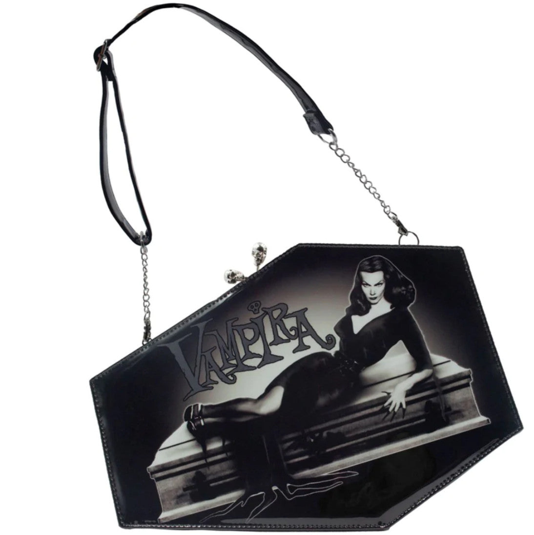 Kreepsville Vampira Patent Kisslock Coffin Purse