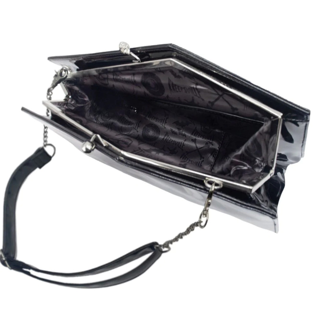 Kreepsville Vampira Patent Kisslock Coffin Purse