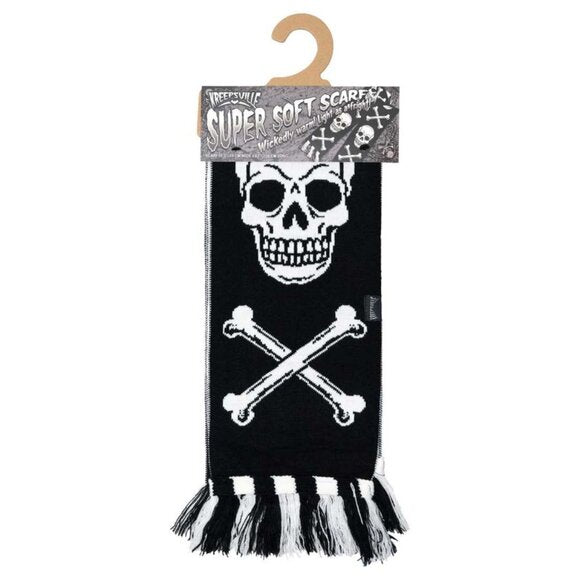 Kreepsville 666 Soft 63" Long Winter Scarf Skull & Crossbones