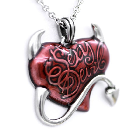 Controse Sexy Devil Red Heart Horns Pendant Necklace SST