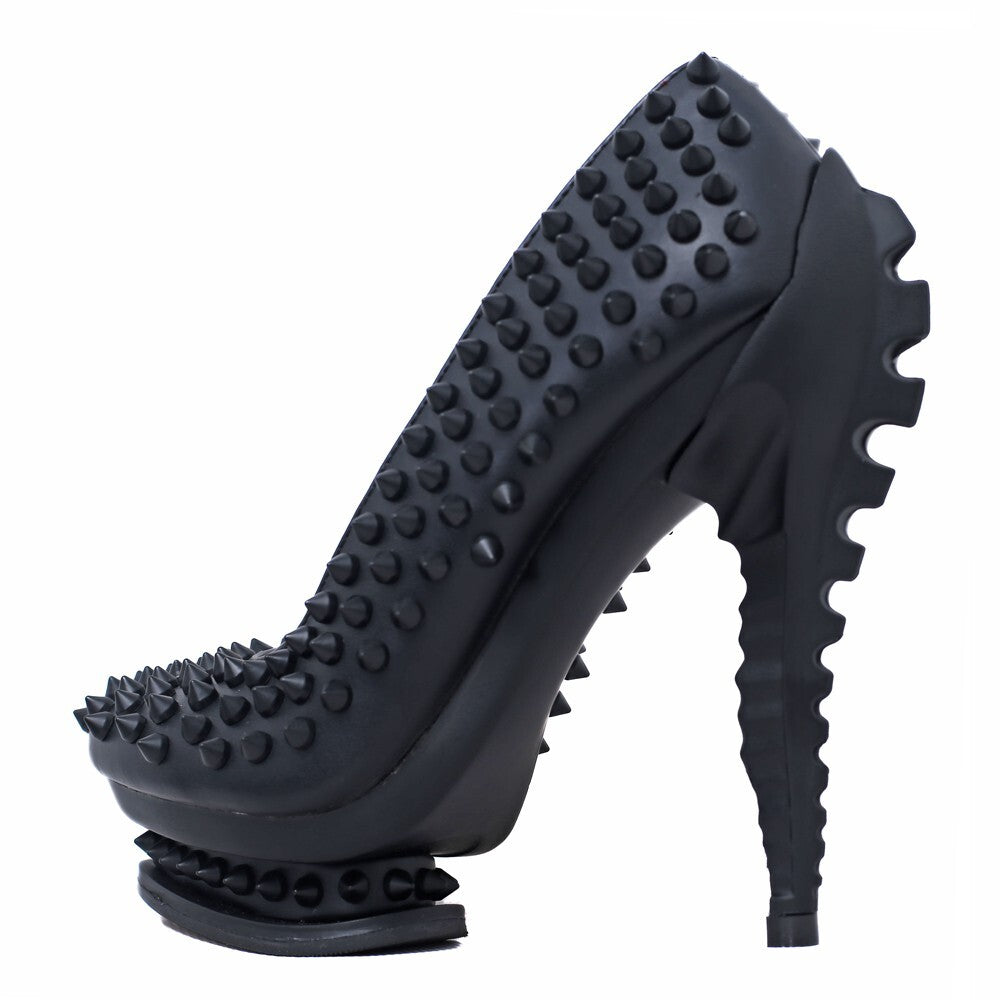 Hades MARA Black Studded Pump High Molded Spinal Heel 6-11