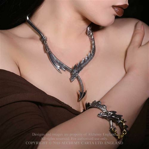 Alchemy Gothic Dragon's Lure Dramatic Necklace Snake Chain P829