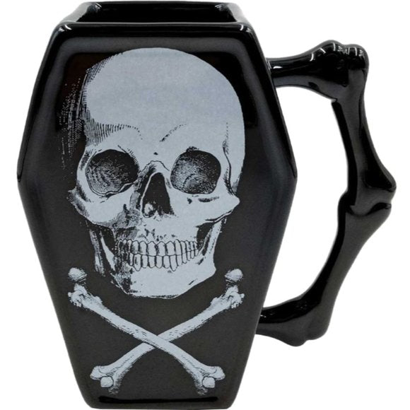 Kreepsville 666 Skull And Crossbones Black Coffin Mug