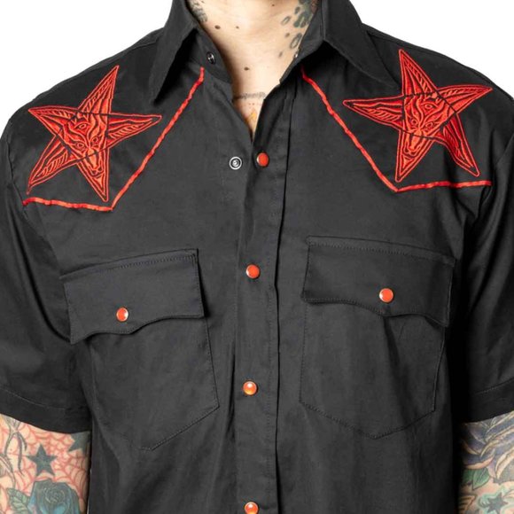Kreepsville 666 Baphomet Hellbilly Black Western Shirt