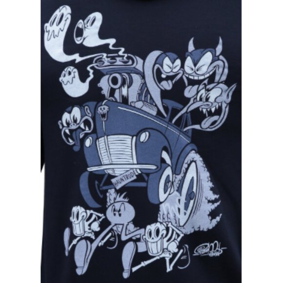 Lowbrow Art Haunt Rod Tattoo Cartoon Art Black Hoodie