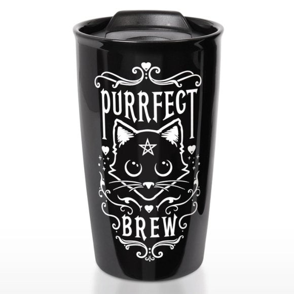 Alchemy Gothic Purrfect Brew Double Wall  Travel Mug MRDWM3