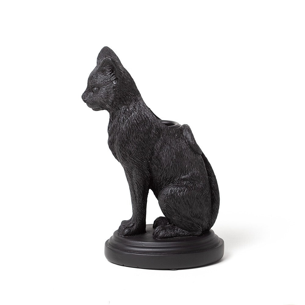 Alchemy Gothic Faust's Familiar Black Cat Candle Holder V113