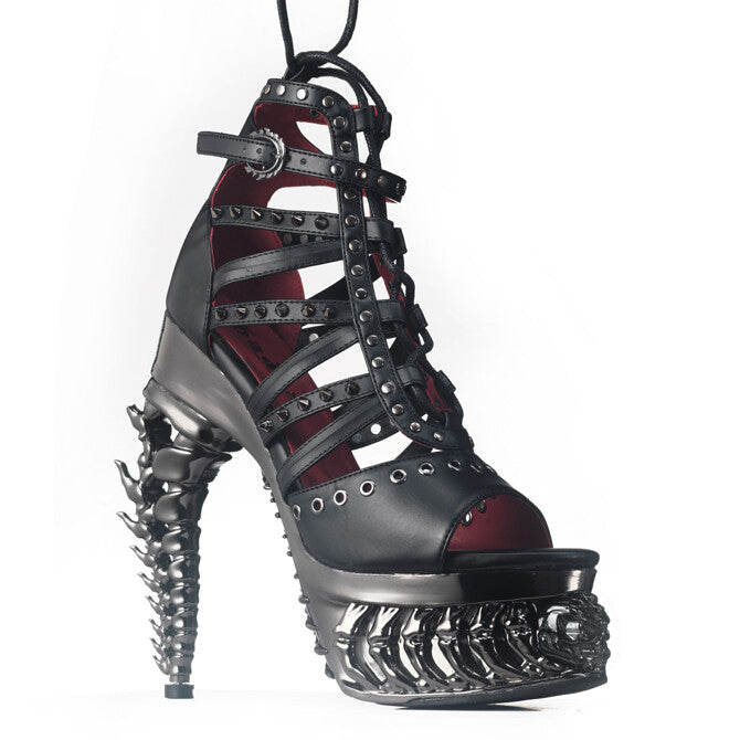 Hades MORANA Black Sandal 5" Metallic Reptile Heel 6-12