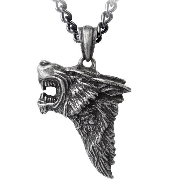 Alchemy Gothic Fierce Snarling Dark Wolf Pendant P833