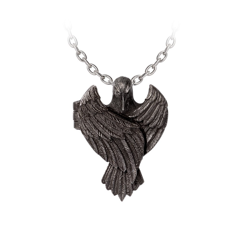 Alchemy Gothic The Augurium Locket Black Raven Pendant P985