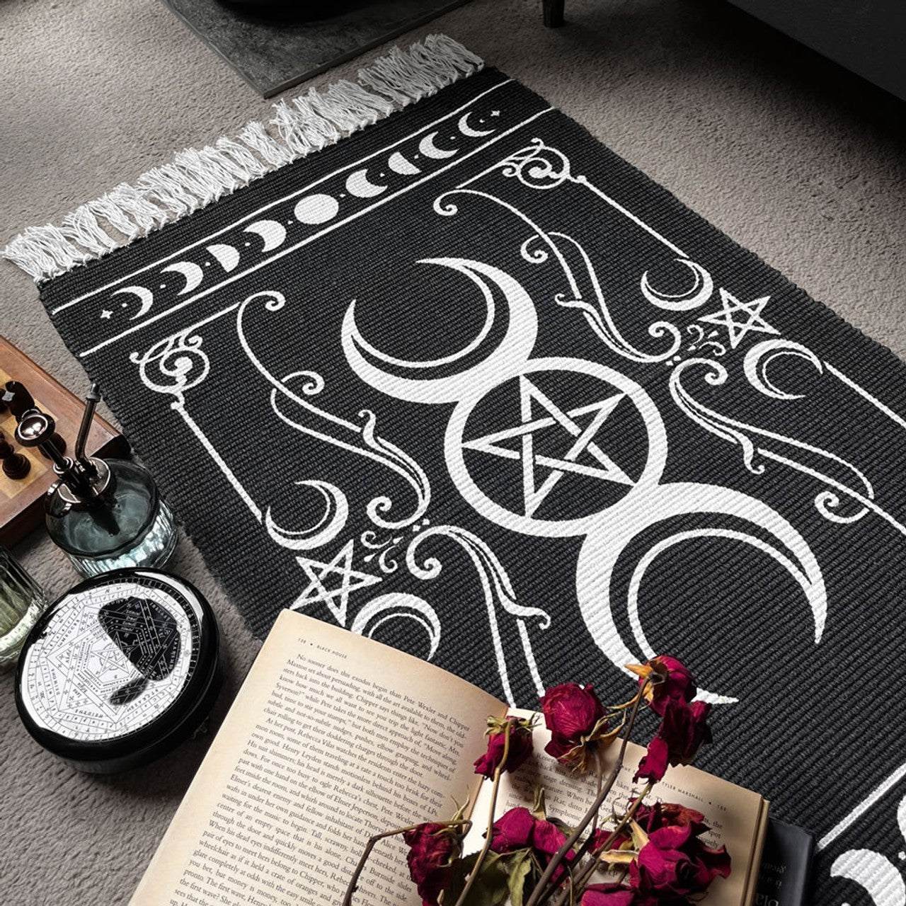 Alchemy Gothic Triple Moon Cycles Area Rug 38X20" RUG2