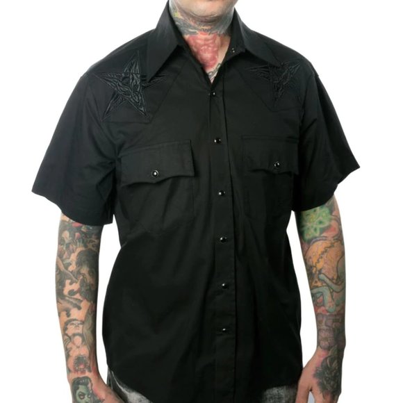 Kreepsville 666 Baphomet Hellbilly Black Western Shirt