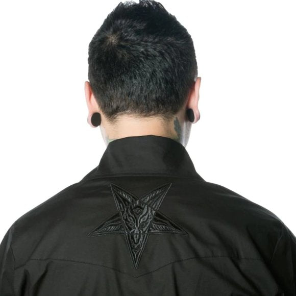 Kreepsville 666 Baphomet Hellbilly Black Western Shirt