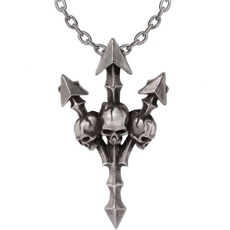 Alchemy Gothic Deadly Skulls Trident Pentant P998