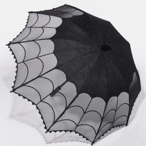 Kreepsville 666 Black Mesh Lace Spiderweb Shade Parasol
