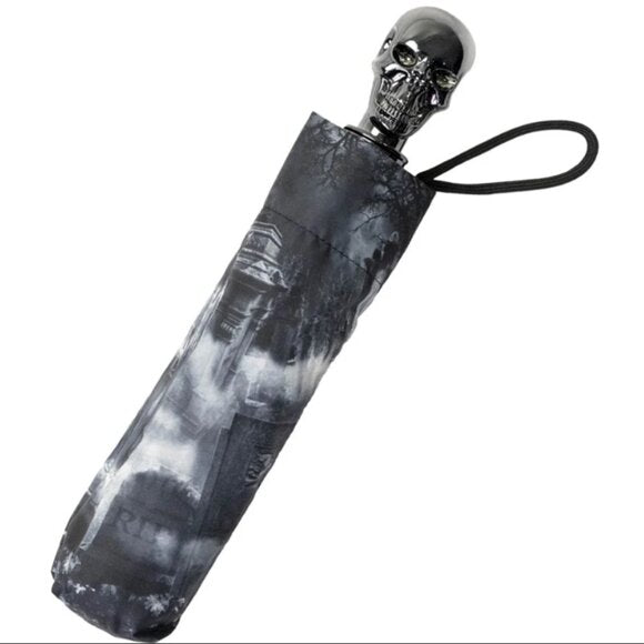 Kreepsville 666 Skull Handle Cemetary Umbrella