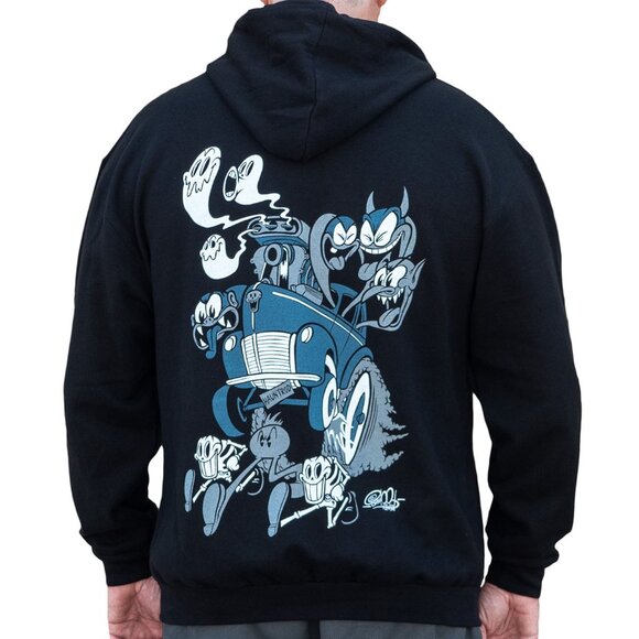 Lowbrow Art Haunt Rod Tattoo Cartoon Art Black Hoodie