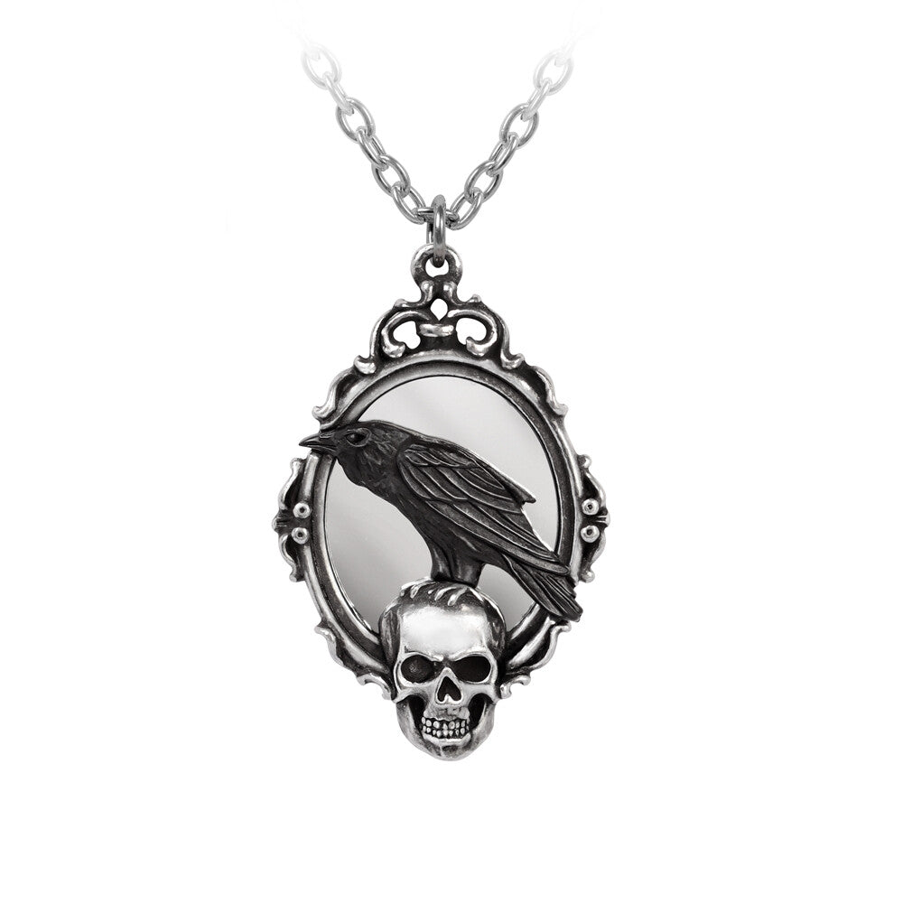 Alchemy Gothic Reflections of Poe Pendant Mirror Crow P919