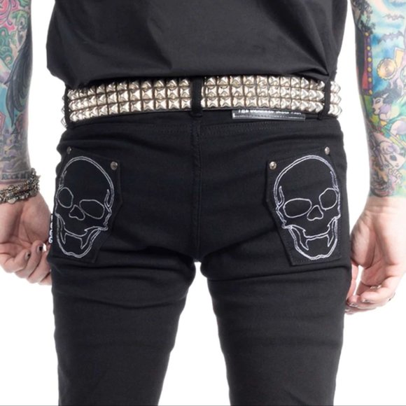 Kreepsville 666 Men's Black Skinny Jeans Skeleton Bones