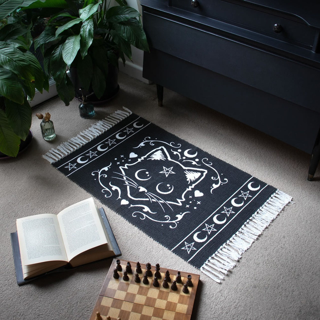 Alchemy Gothic Purrfect Kitty Cat Area Rug 38X20" RUG1