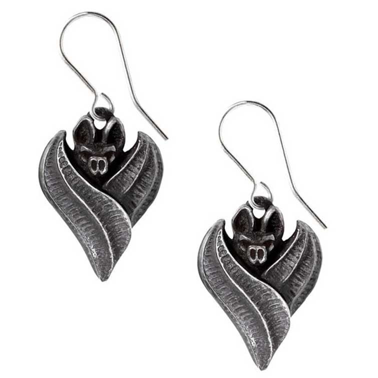 Alchemy Gothic Evil-ution Dropper Earrings Bats Surg Hooks E496