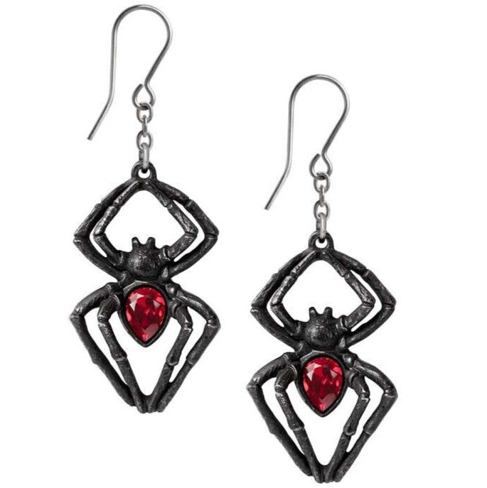 Alchemy Gothic Black Widow Spider Earrings E428