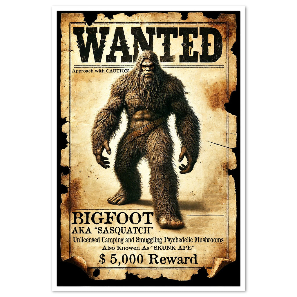 Bigfoot Wanted Poster Sasquatch Skunk Ape Fine Art Print
