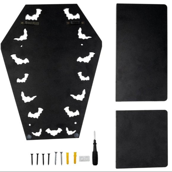 Kreepsville 666 Coffin Bat Shelf Black Mini Wooden Wall Shelving Kit