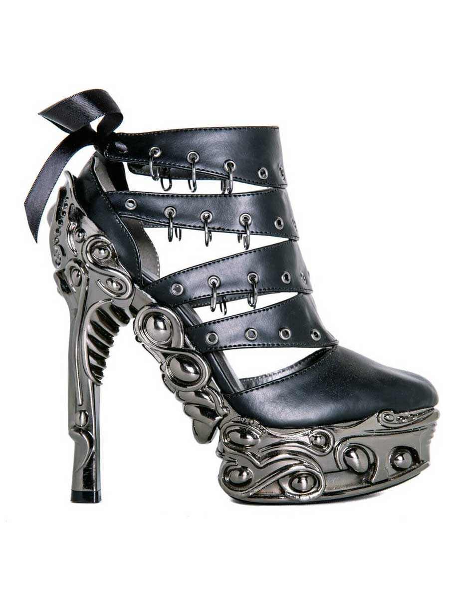 Hades KATO Black Peekaboo Booties 6" High Ornate Heels 6-11