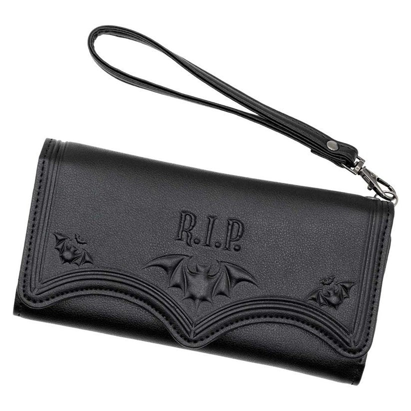 Kreepsville 666 RIP Bats Embossed Black Trifold Wallet