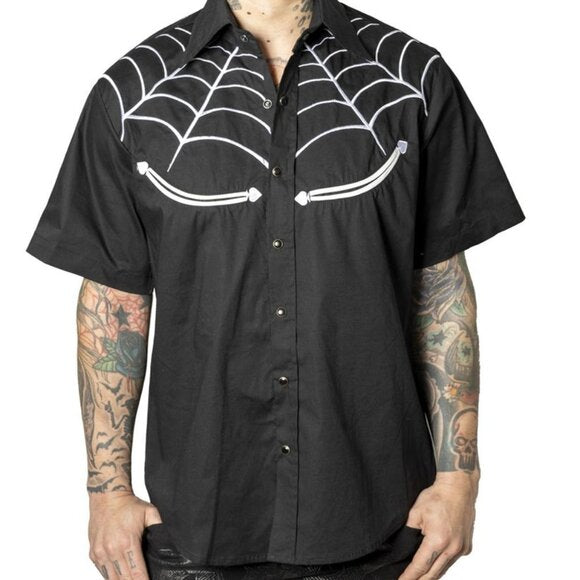 Kreepsville 666 Spiderweb Black Western Shirt