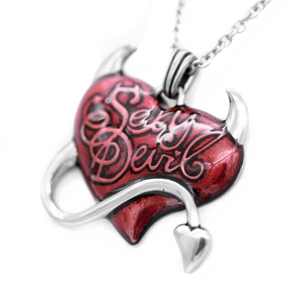 Controse Sexy Devil Red Heart Horns Pendant Necklace SST