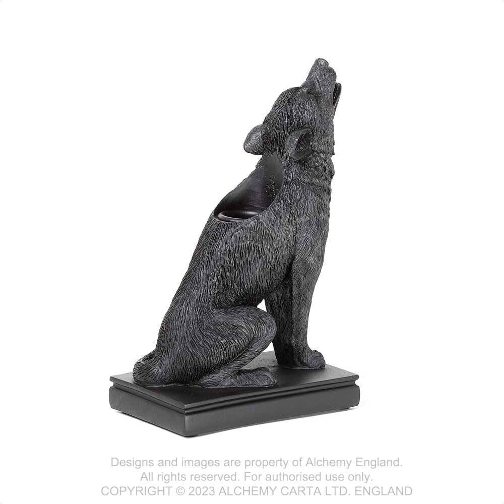 Alchemy Gothic Ulula Noctis Howling Wolf Candle Holder V115