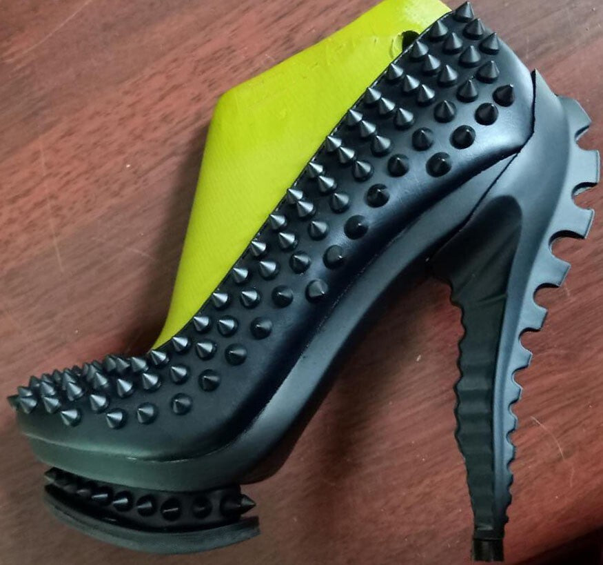 Hades MARA Black Studded Pump High Molded Spinal Heel 6-11