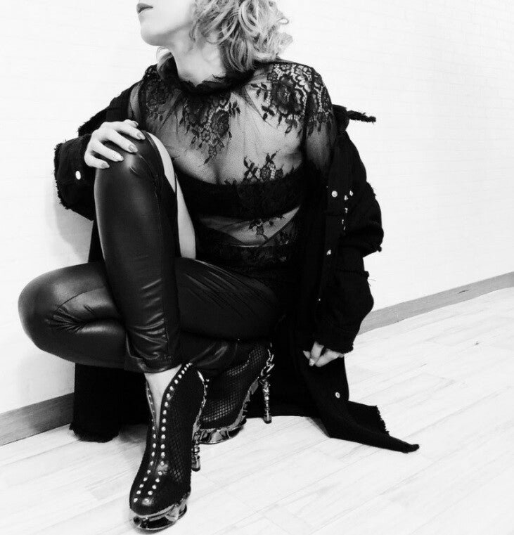 Hades VESPER Black Snake Studded Bootie 5" Chrome Spinal Heel 6-11