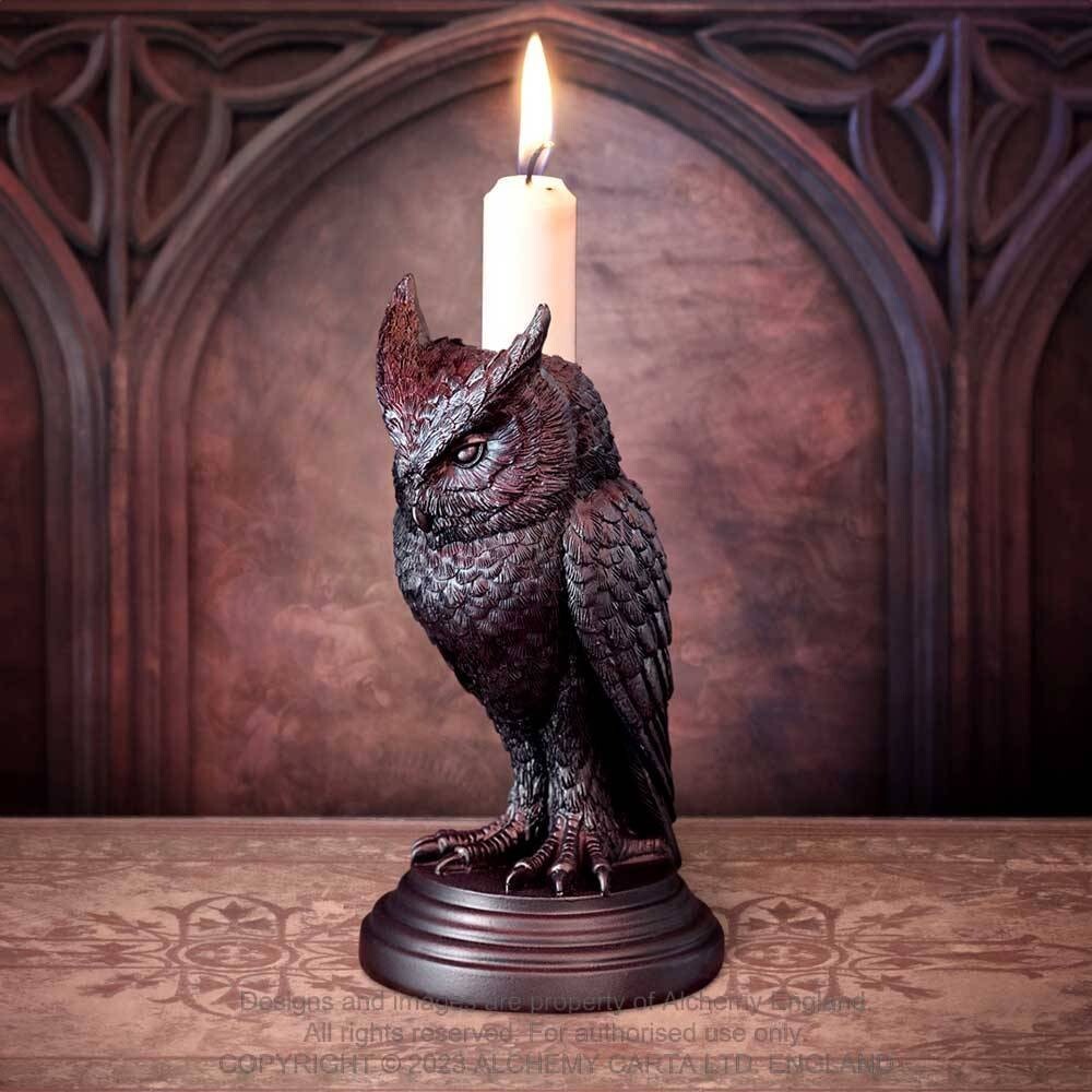 Alchemy Gothic Owl Astrontiel Candle Stick Holder V116