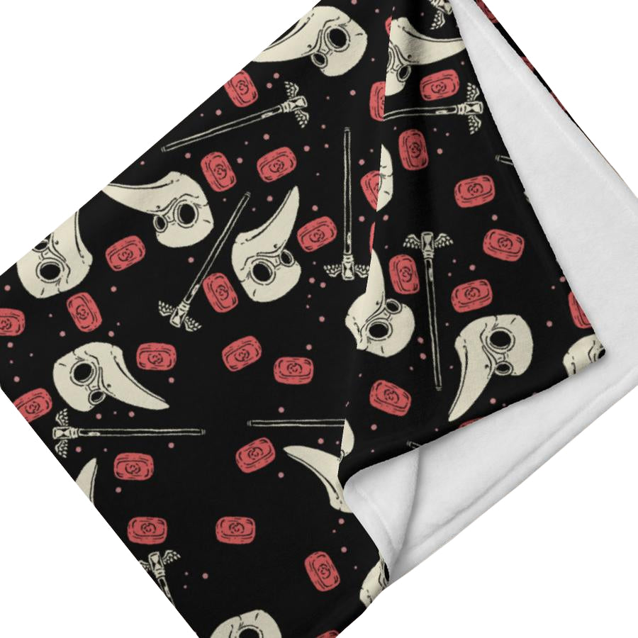 Murder Apparel Plague Doctor Throw Blanket