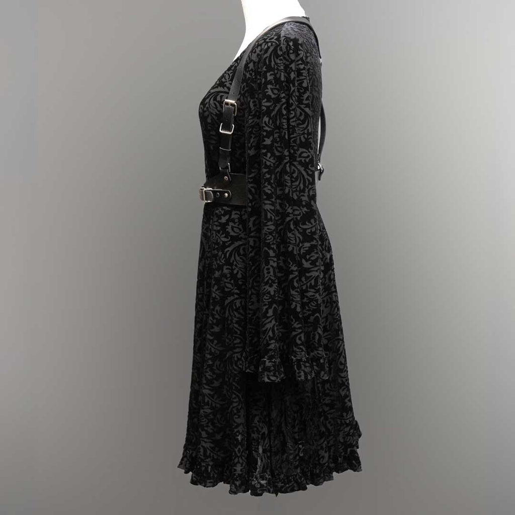 Witchwood Nyx Bell Sleeve Velvet Damask Dress + Harness